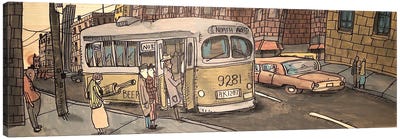 North Avenue Bus Canvas Art Print - Illustrations 