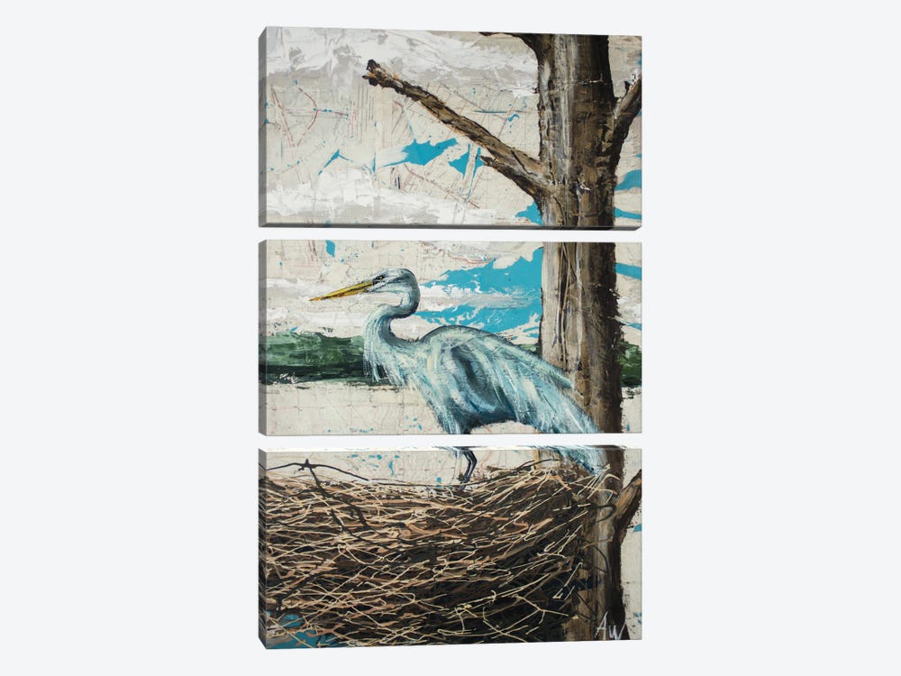 Midway Heron I 3-piece Canvas Print