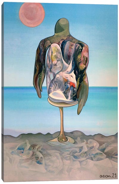 Man On The Beach Canvas Art Print - Similar to Salvador Dali