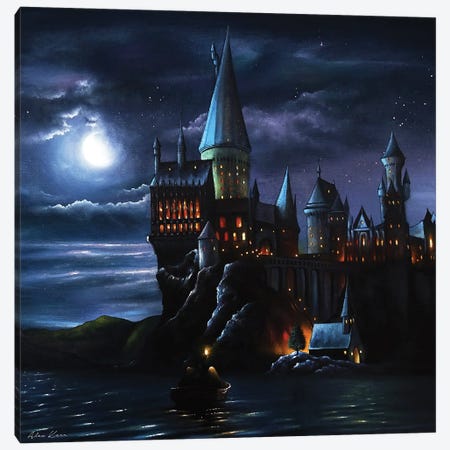 Hogwarts Moonlight Canvas Print #AXK12} by Alex Kerr Canvas Art Print