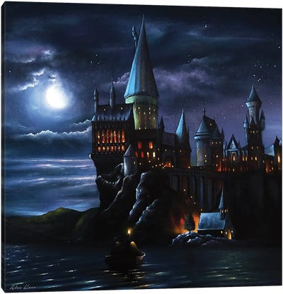 Hogwarts Moonlight Canvas Art Print - Television & Movie Art