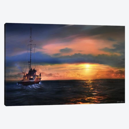 Jaws Sunset Canvas Print #AXK16} by Alex Kerr Canvas Wall Art