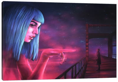 Blade Runner Neon Canvas Art Print - Science Fiction Movie Art
