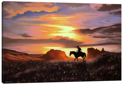 Red Dead Sunset Canvas Art Print - Video Game Art