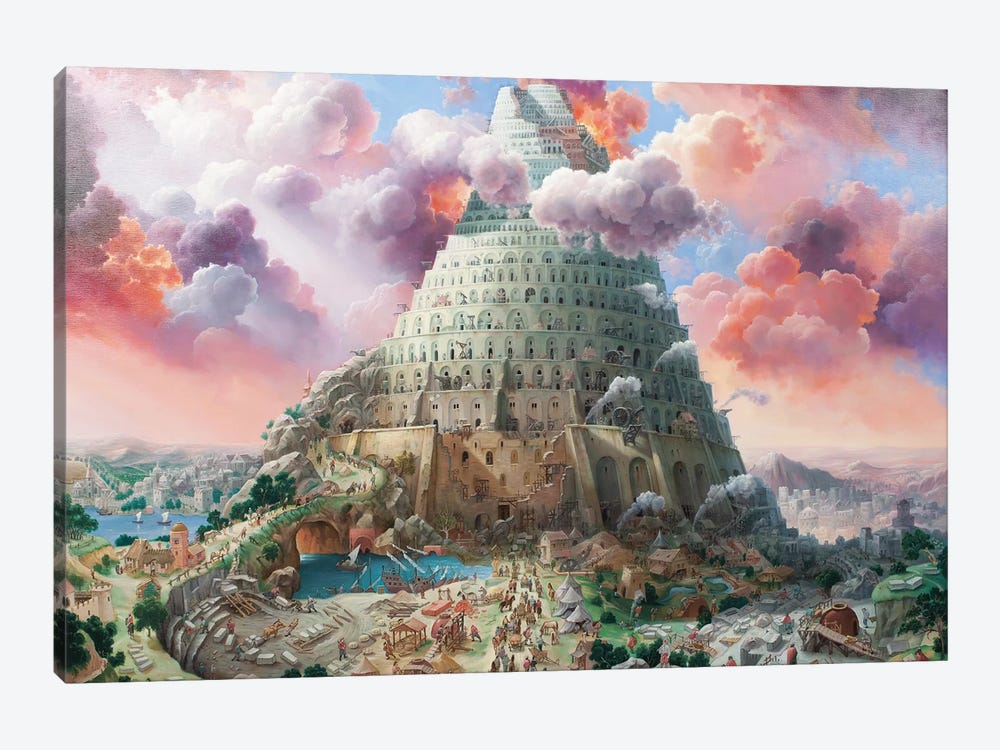 Tower Of Babel In Red Tones by Alexander Mikhalchyk 1-piece Art Print
