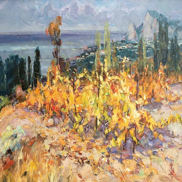 Sergey Alexandrovich Pozdeev: Autumn Vineyards by Sergey Alexandrovich Pozdeev