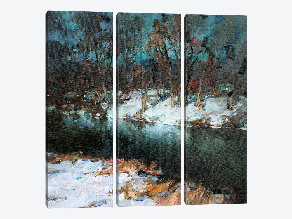 First Snow by Sergey Alexandrovich Pozdeev 3-piece Canvas Print