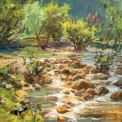 Mountain River by Sergey Alexandrovich Pozdeev framed canvas print