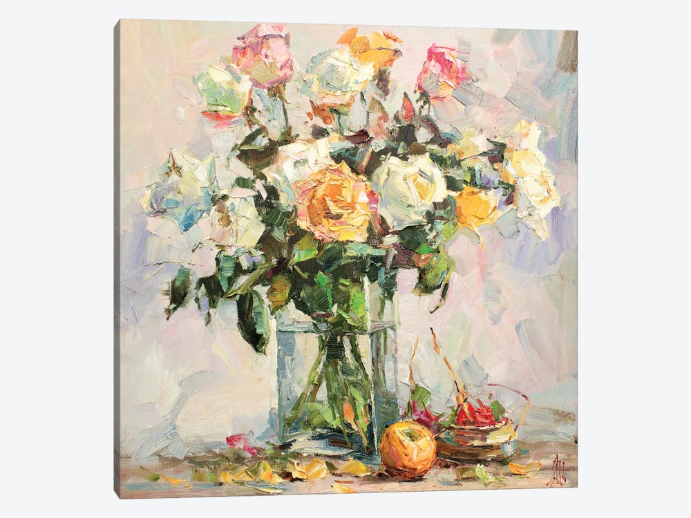 Roses by Sergey Alexandrovich Pozdeev 1-piece Canvas Wall Art