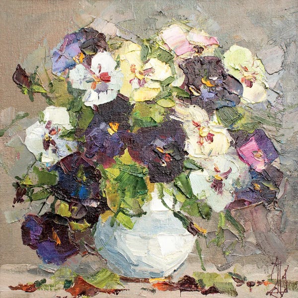 Pansies: Kiss Me Quick Still Life by Sergey Alexandrovich Pozdeev