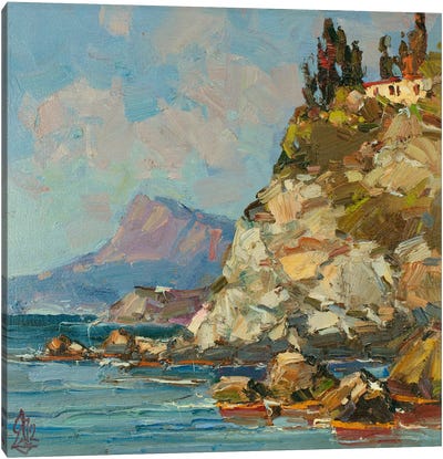 Hut On The Cliff Canvas Art Print - Traditional Décor