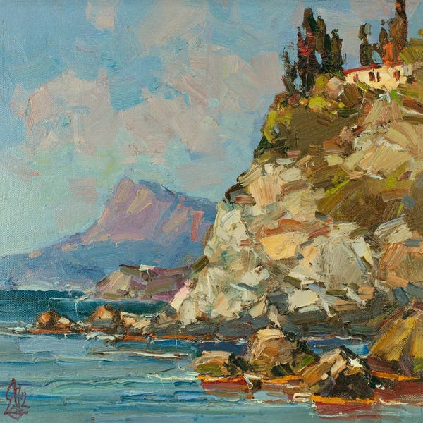Sergey Alexandrovich Pozdeev: Hut On The Cliff by Sergey Alexandrovich Pozdeev