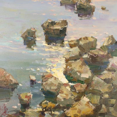 Calm Sea by Sergey Alexandrovich Pozdeev framed canvas print