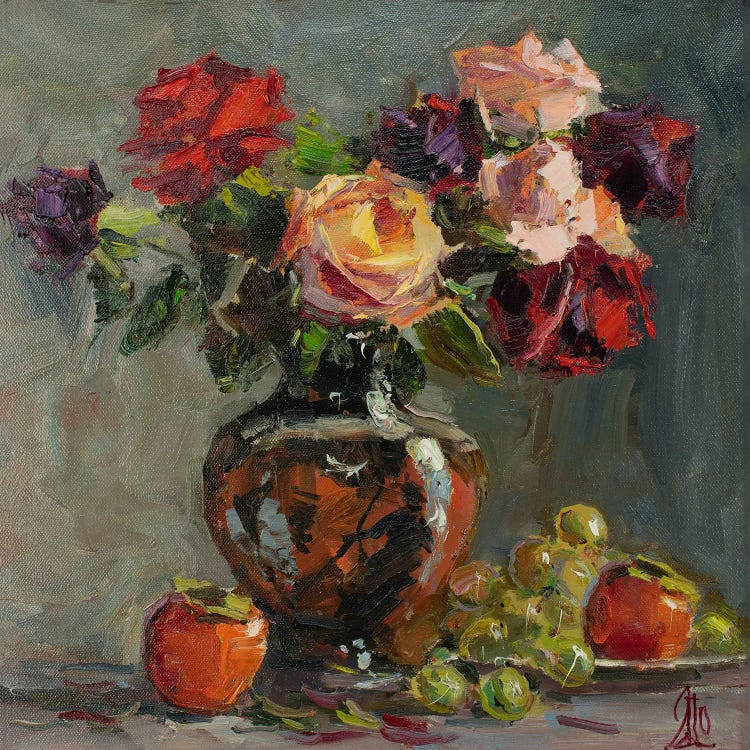 Rose Still-Life by Sergey Alexandrovich Pozdeev wall art