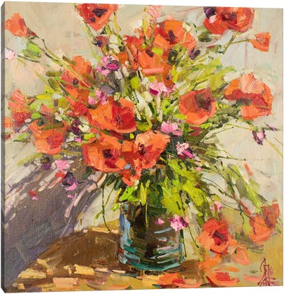 Spring, Field Poppies Canvas Art Print - Sergey Alexandrovich Pozdeev