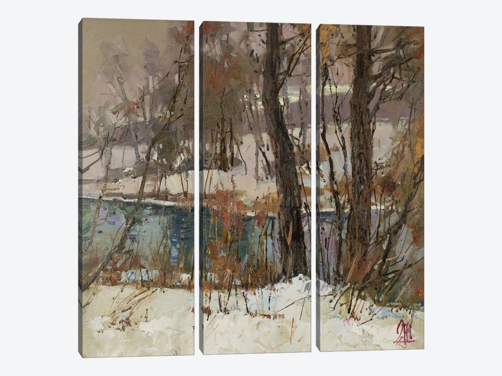 Winter River by Sergey Alexandrovich Pozdeev 3-piece Art Print