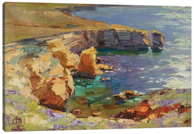 Rocky Seaside Of Western Crimea Canvas Art Print - Sergey Alexandrovich Pozdeev