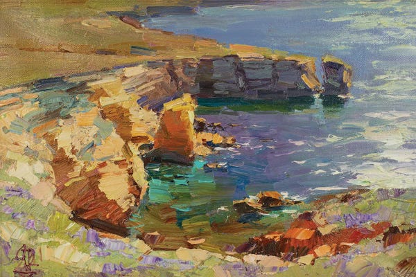 Sergey Alexandrovich Pozdeev: Rocky Seaside Of Western Crimea by Sergey Alexandrovich Pozdeev