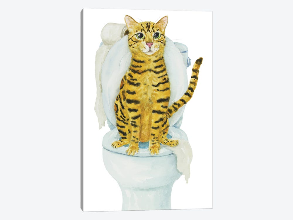 Bengal Cat On The Toilet by Alexey Dmitrievich Shmyrov 1-piece Art Print