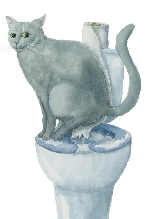 British Cat On The Toilet