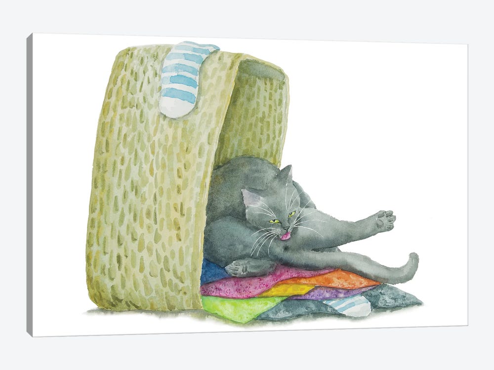 British Cat On Towels by Alexey Dmitrievich Shmyrov 1-piece Canvas Print