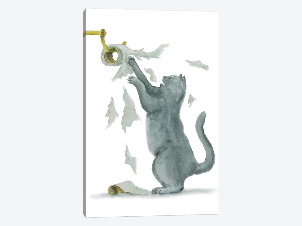 British Cat And Toilet Paper by Alexey Dmitrievich Shmyrov 1-piece Art Print