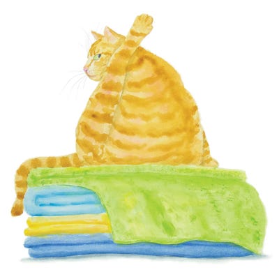 Orange Cat On Towels by Alexey Dmitrievich Shmyrov framed wall art