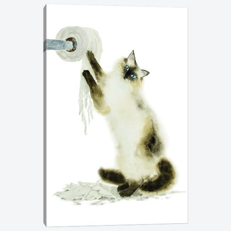Siamese Ragdoll Cat And Toilet Paper Canvas Print #AXS121} by Alexey Dmitrievich Shmyrov Canvas Print