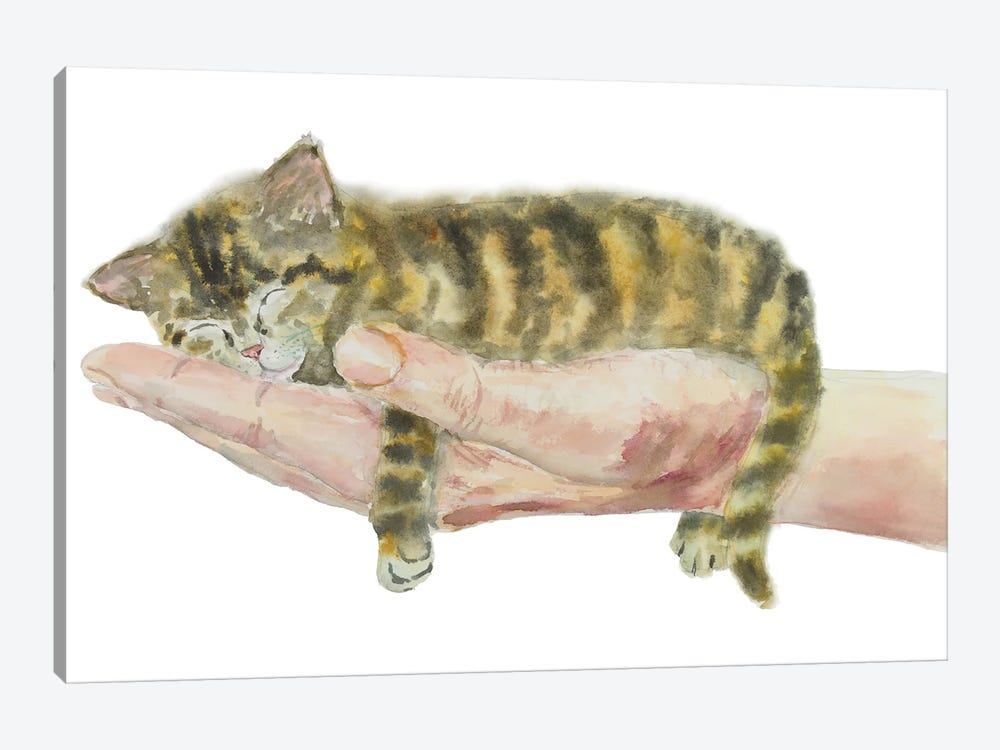 Kitten On Hand by Alexey Dmitrievich Shmyrov 1-piece Canvas Wall Art