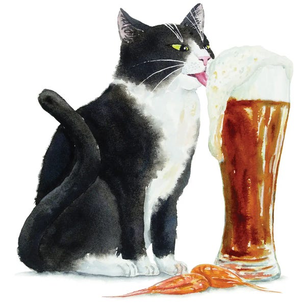 Tuxedo Cats: Tuxedo Cat And Dark Beer by Alexey Dmitrievich Shmyrov
