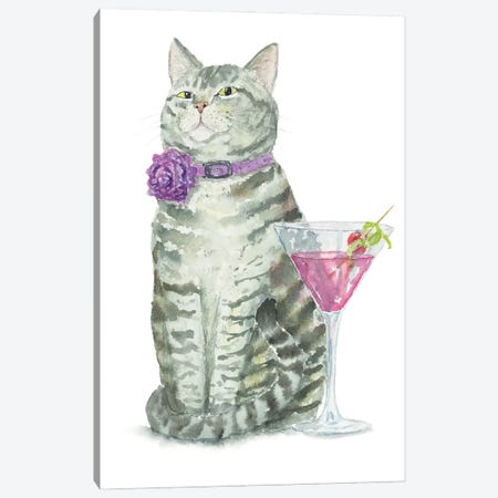 Tabby Cat And Cosmo Drink Canvas Print #AXS136} by Alexey Dmitrievich Shmyrov Canvas Art Print
