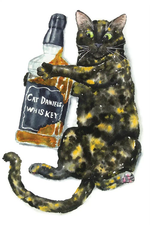 Tortoiseshell Cat And Whiskey by Alexey Dmitrievich Shmyrov wall art