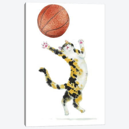 Basketball Calico Cat Canvas Print #AXS141} by Alexey Dmitrievich Shmyrov Canvas Print
