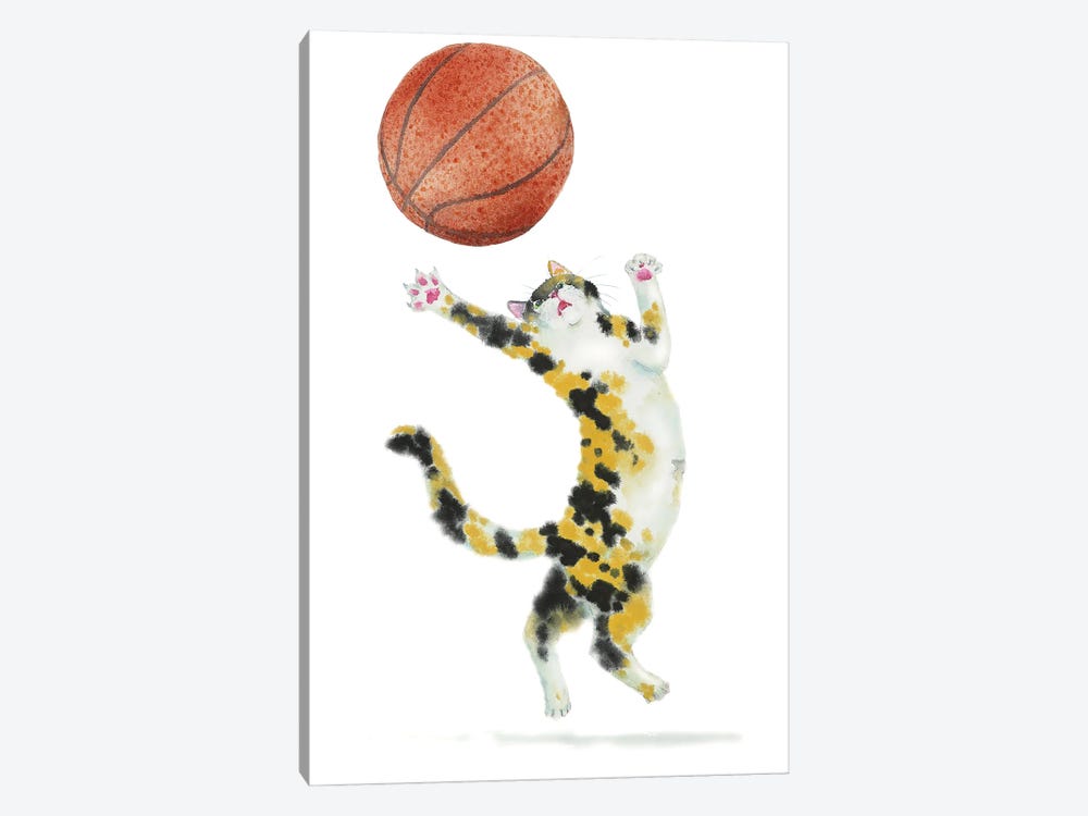 Basketball Calico Cat by Alexey Dmitrievich Shmyrov 1-piece Canvas Art Print