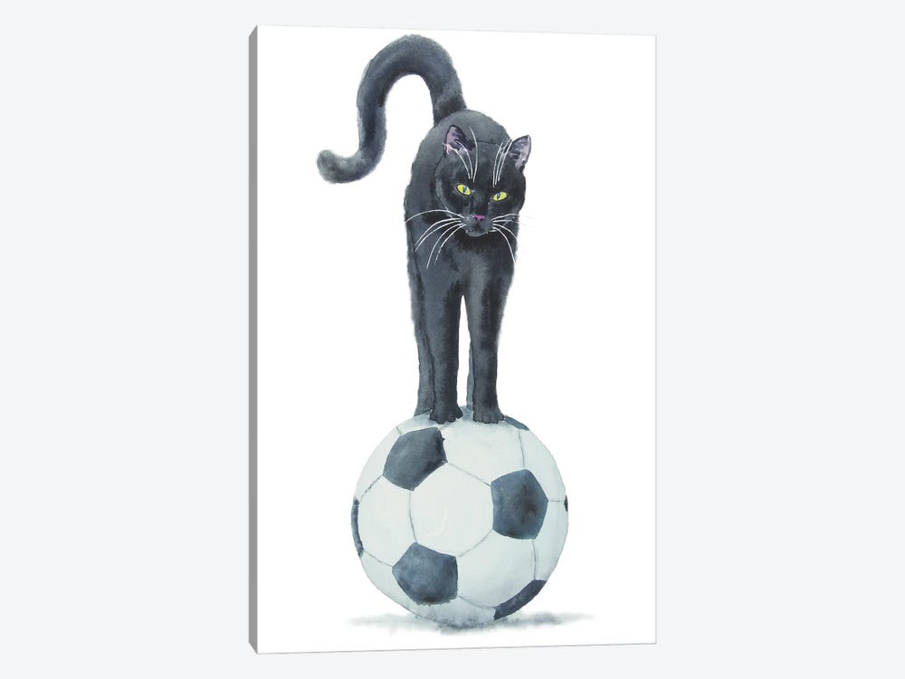 Football Black Cat by Alexey Dmitrievich Shmyrov 1-piece Art Print