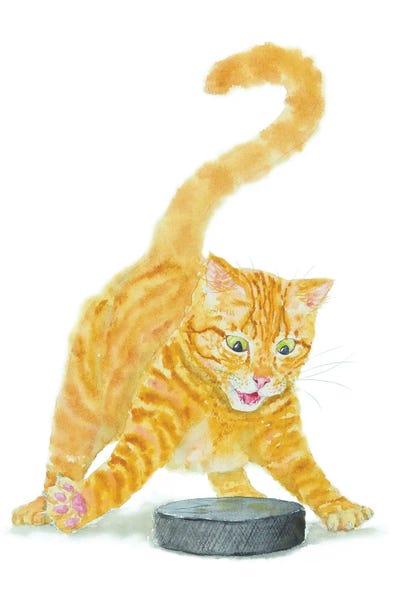 Orange Cats: Hockey Orange Cat by Alexey Dmitrievich Shmyrov