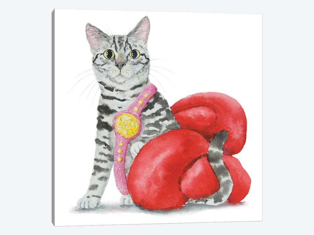 Boxer Gray Tabby Cat by Alexey Dmitrievich Shmyrov 1-piece Canvas Artwork