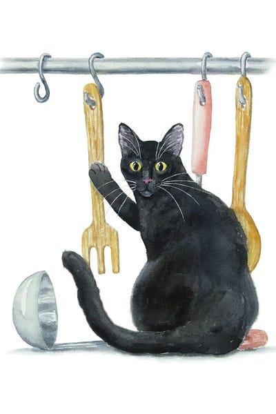 Black Cat In The Kitchen