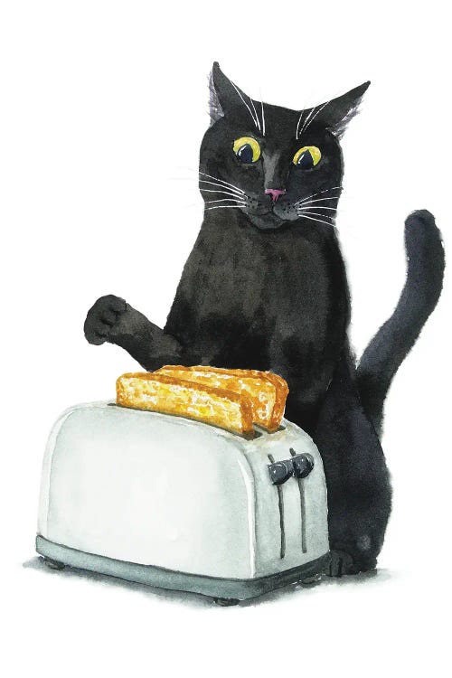 Black Cat And Toaster by Alexey Dmitrievich Shmyrov wall art