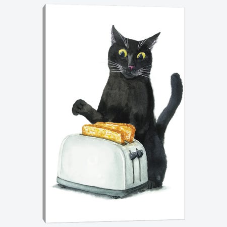 Black Cat And Toaster Canvas Print #AXS149} by Alexey Dmitrievich Shmyrov Canvas Print