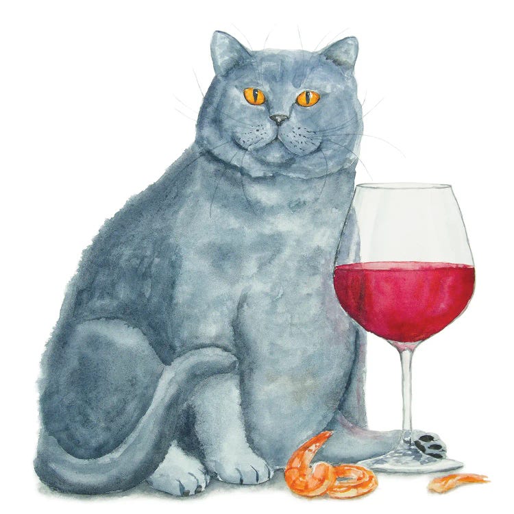 British Cat With Wine