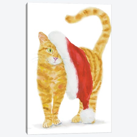 Christmas Orange Cat Canvas Print #AXS153} by Alexey Dmitrievich Shmyrov Canvas Wall Art