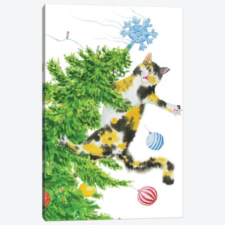 Christmas Calico Cat Canvas Print #AXS155} by Alexey Dmitrievich Shmyrov Canvas Print