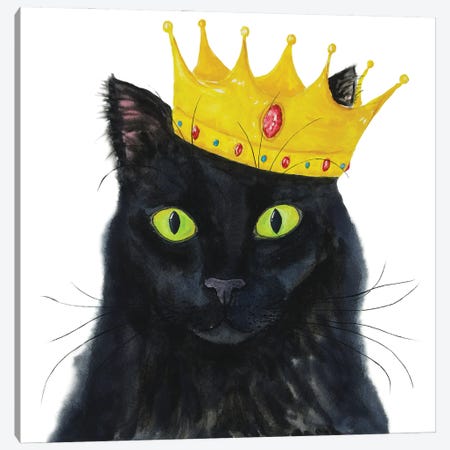 Crowned Black Cat Canvas Print #AXS156} by Alexey Dmitrievich Shmyrov Art Print
