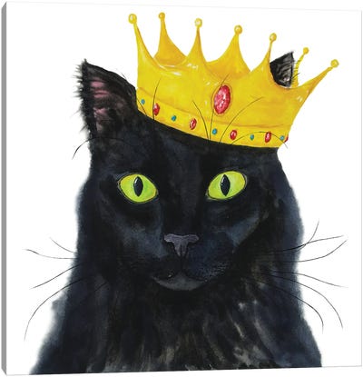 Crowned Black Cat Canvas Art Print - Crown Art