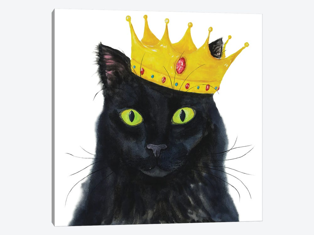 Crowned Black Cat by Alexey Dmitrievich Shmyrov 1-piece Art Print