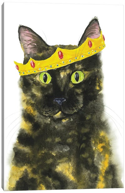 Crowned Tortoiseshell Cat Canvas Art Print - Calico Cat Art