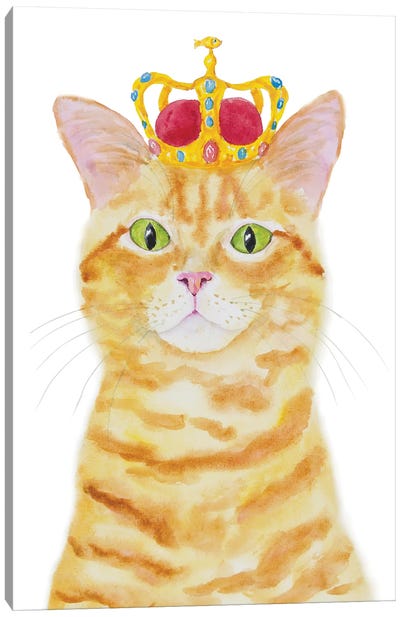 Crowned Orange Cat Canvas Art Print - Crown Art