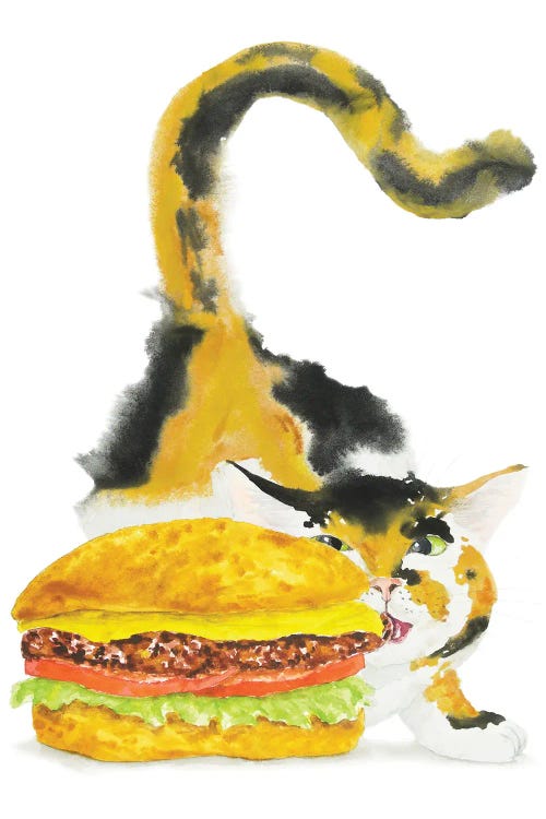 Calico Cat And Burger