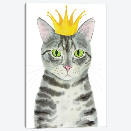 Crowned Gray Tabby Cat Canvas Print #AXS160} by Alexey Dmitrievich Shmyrov Art Print